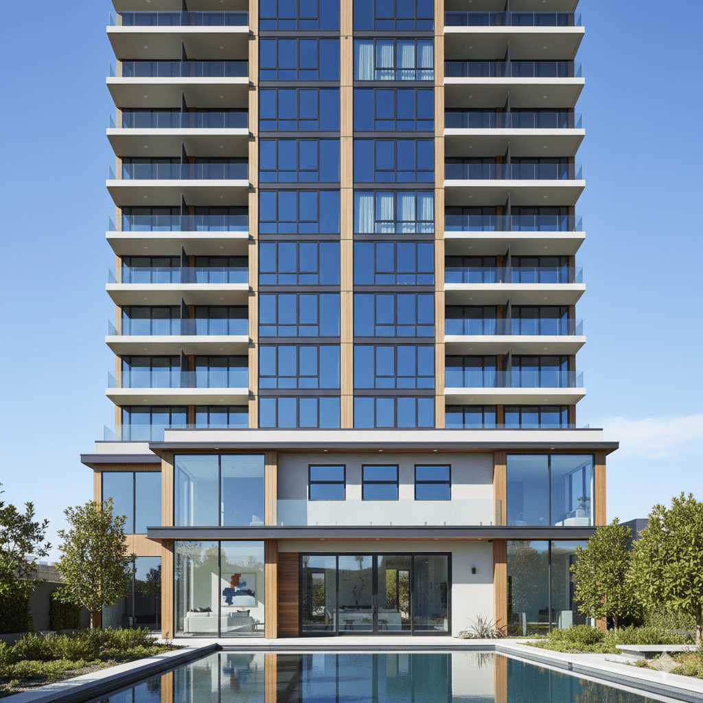 Modern aluminum and glass facade systems installation