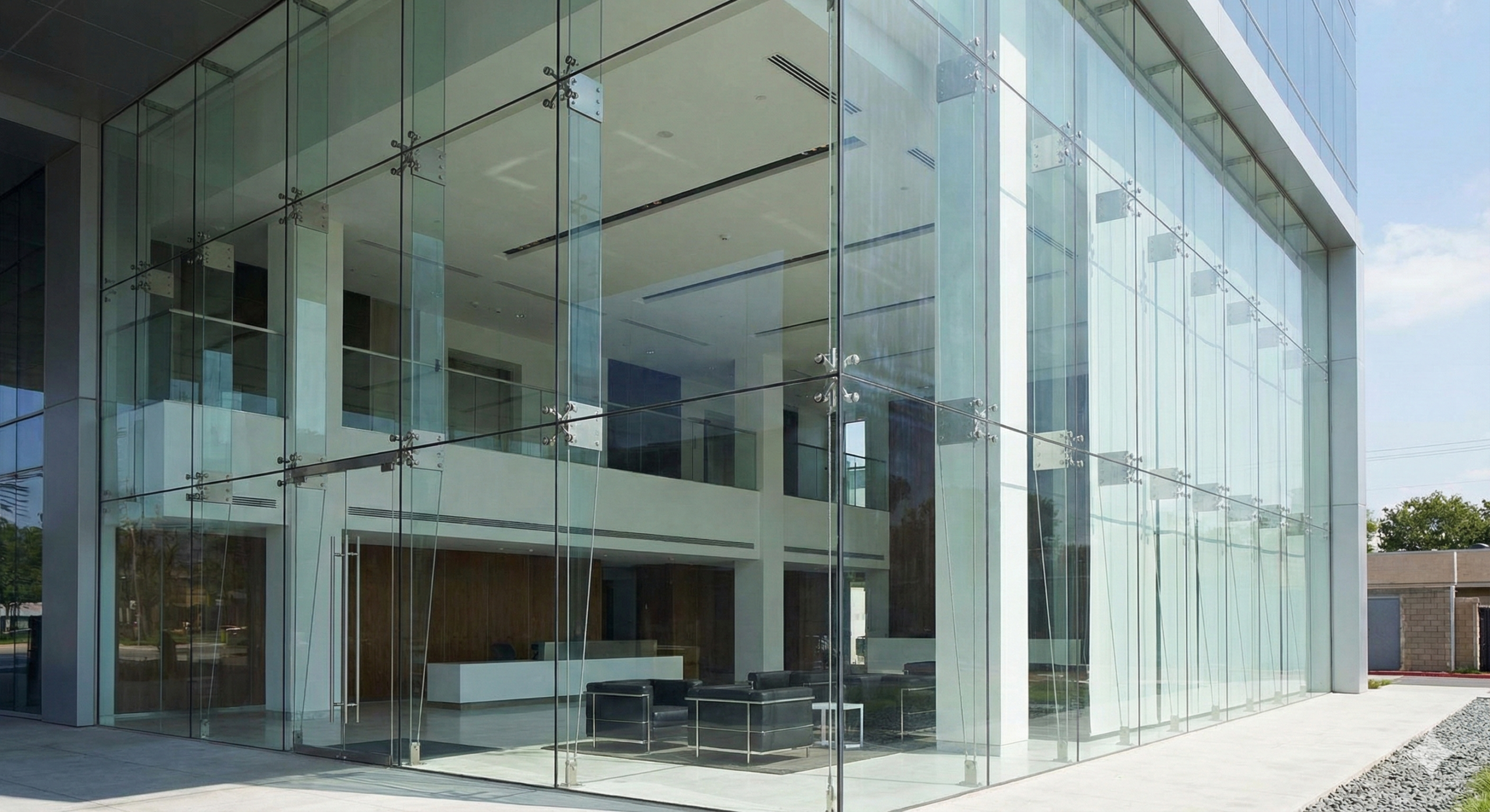 A modern installation of spider glass.