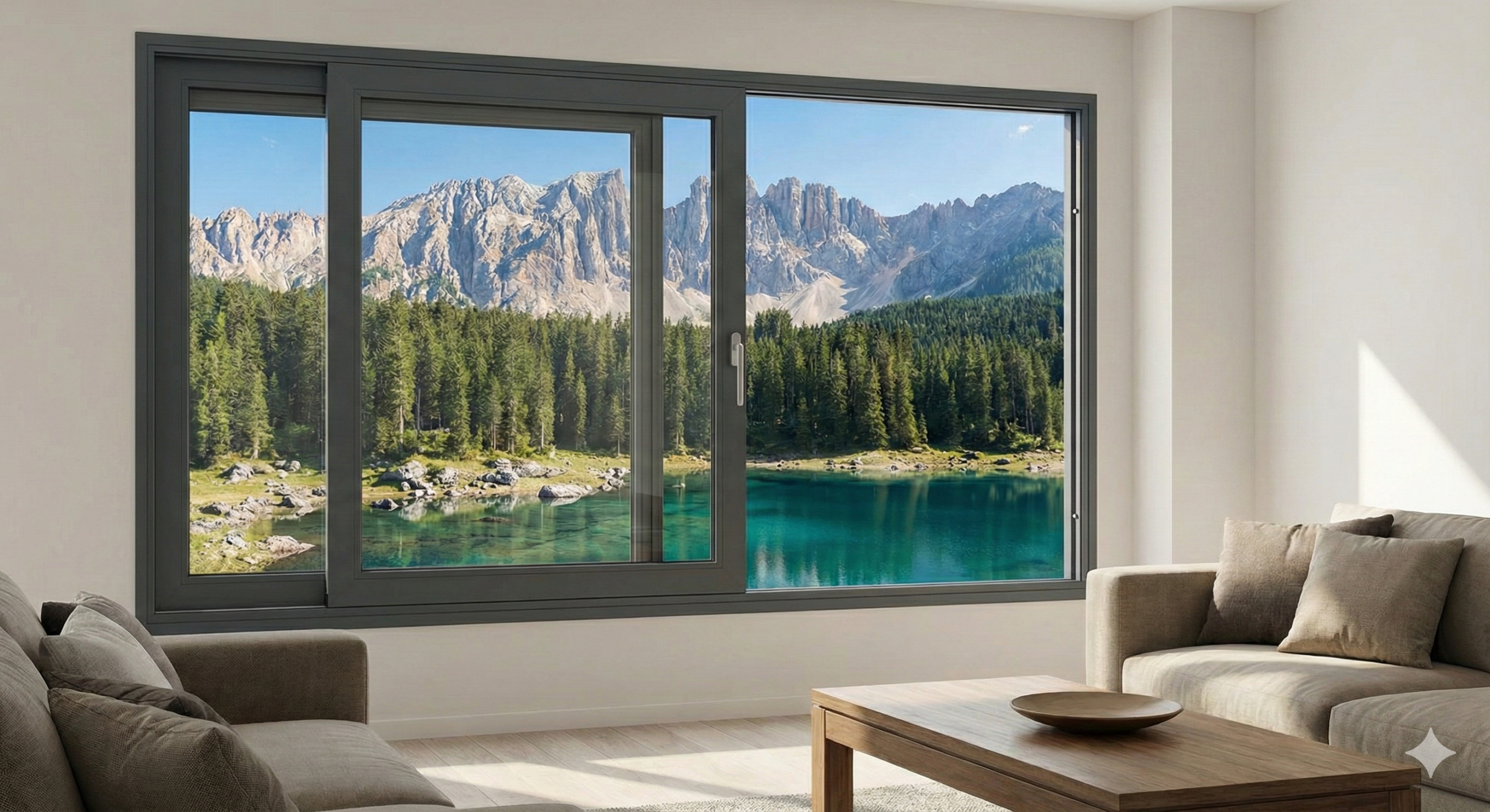 White uPVC sliding window installed in a scenery window.